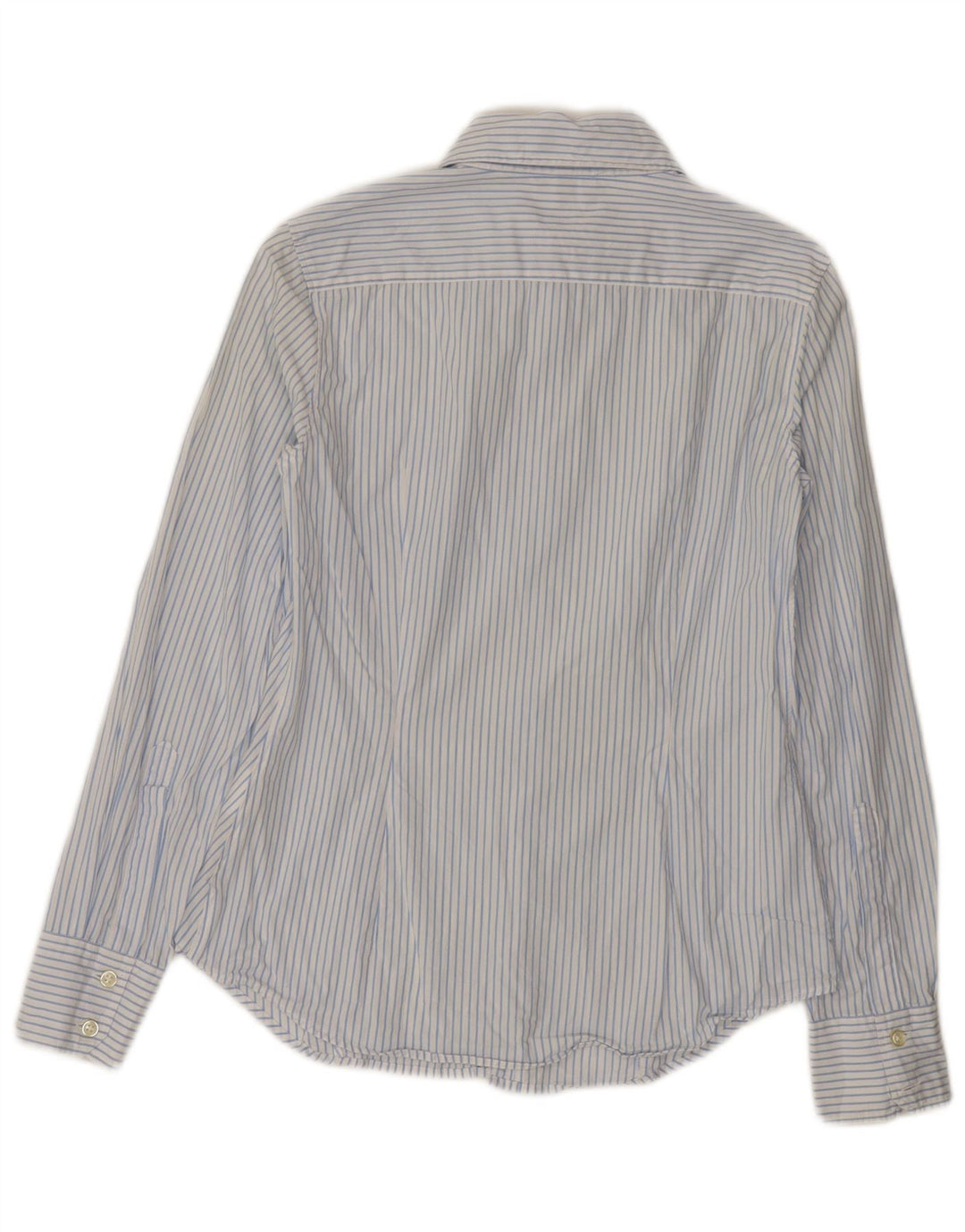 Camisa feminina Benetton UK 12 algodão listrado branco médio