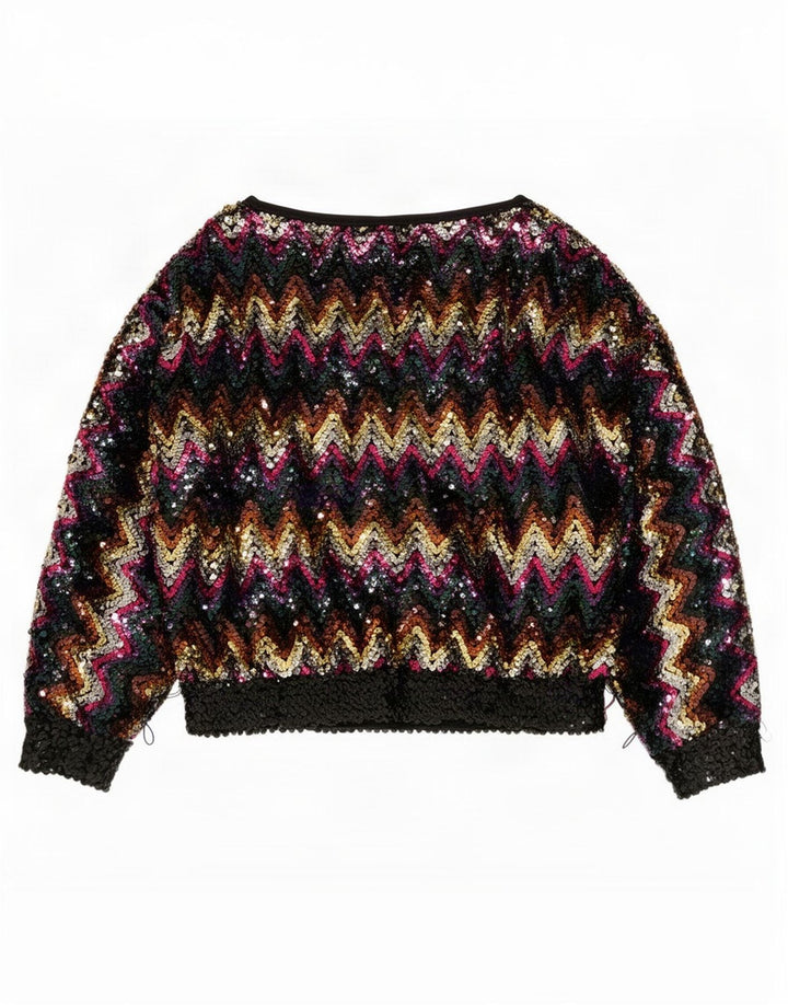 Blusa feminina vintage de lantejoulas EU 38 médio multicolorido Chevron