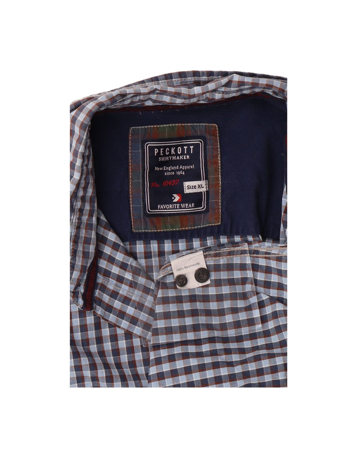 Camisa masculina PECKOTT XL azul algodão guingão