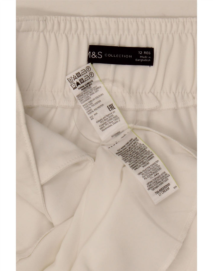 Saia reta feminina MARKS & SPENCER UK 12 médio W30 poliéster branco
