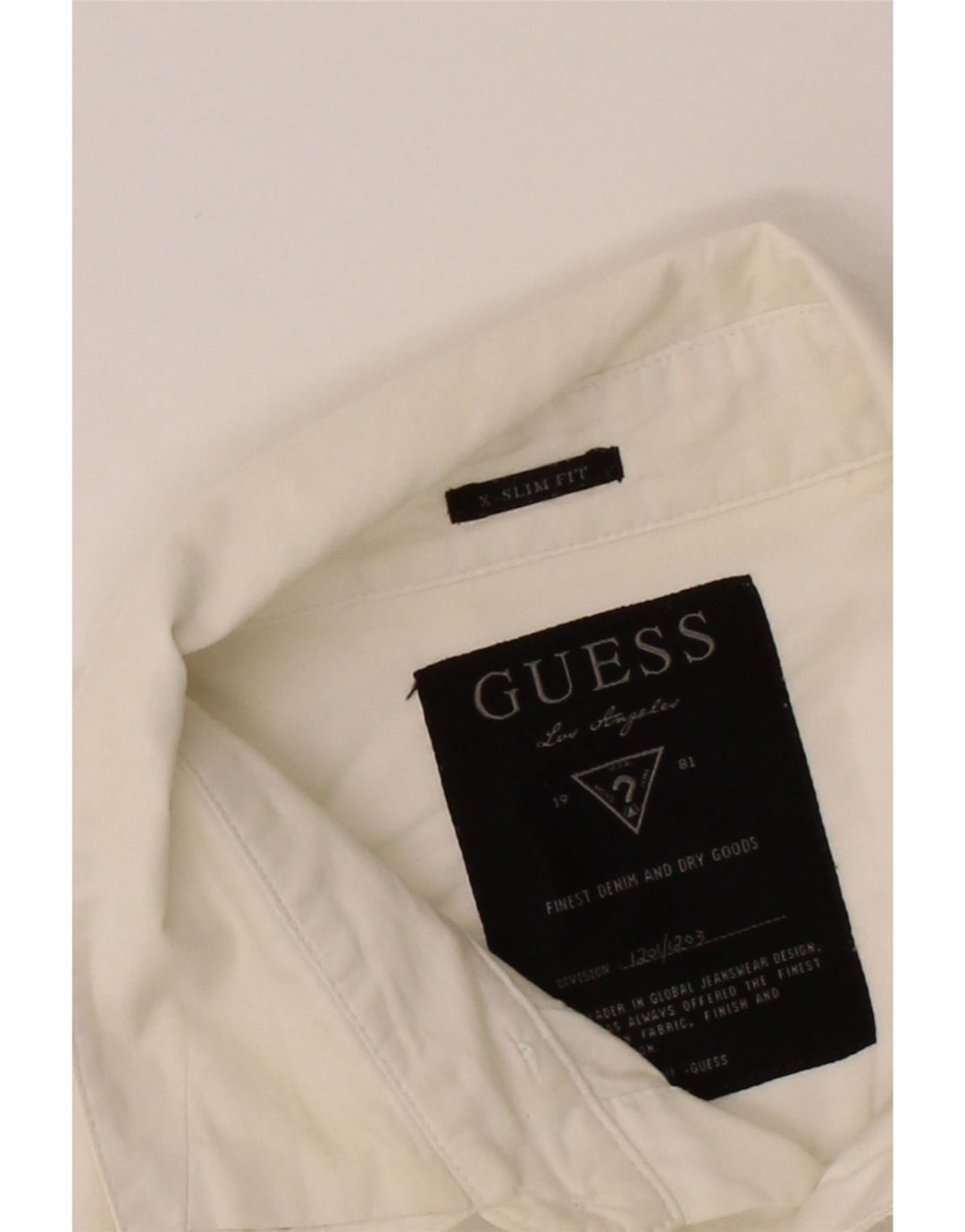 GUESS Mens Slim Fit Shirt Large White Cotton Vintage Guess and Second-Hand Guess from Messina Hembry 