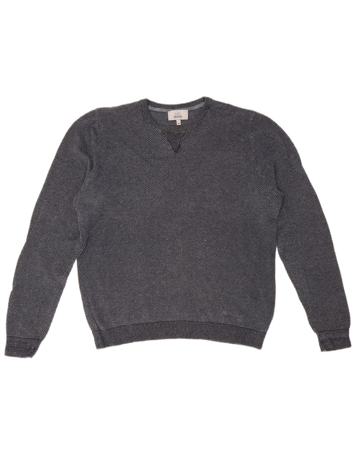 Suéter masculino MARKS & SPENCER com gola redonda e algodão cinza médio