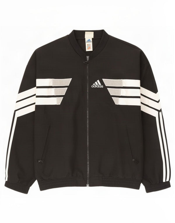 Adidas Mens Tracksuit Top Jacket UK 44/46 Grande Preto Colorblock Algodão