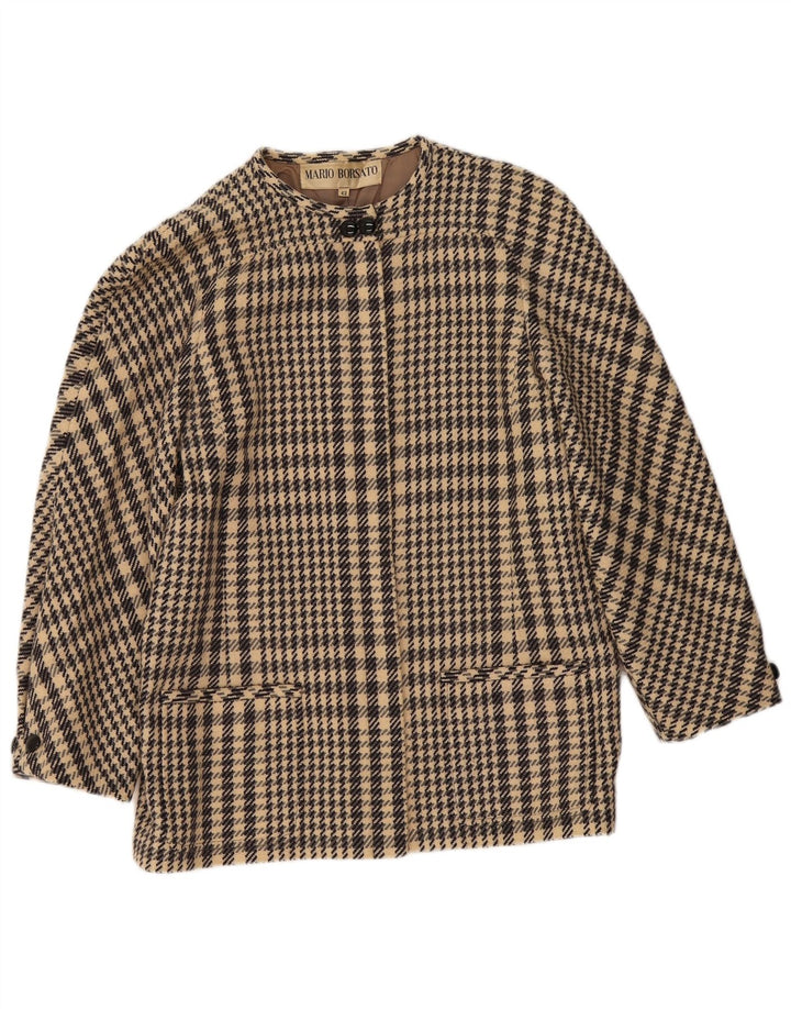 Jaqueta blazer feminina Mario Borsato IT 42 lã houndstooth bege médio