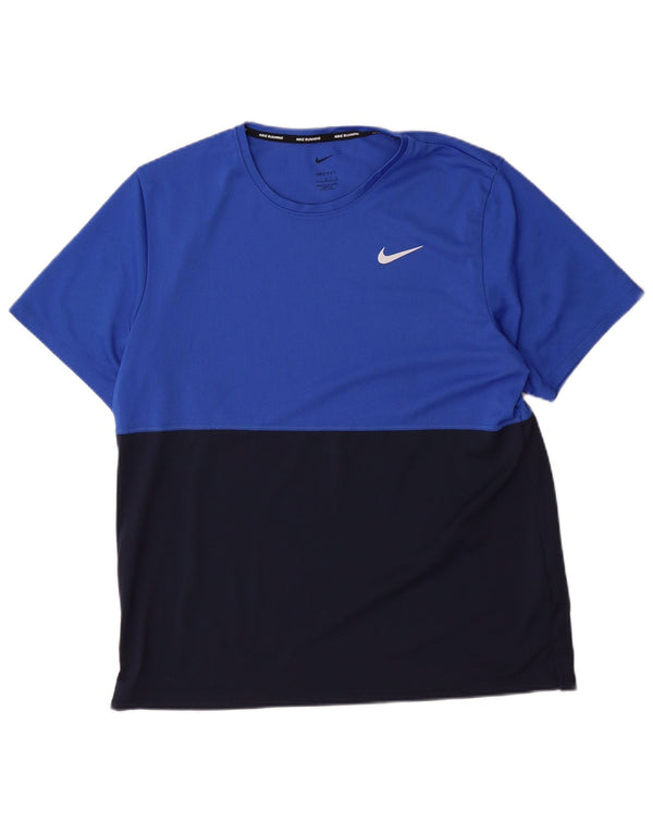 Camiseta feminina Nike Dri Fit Top UK 16 grande bloco colorido azul poliéster