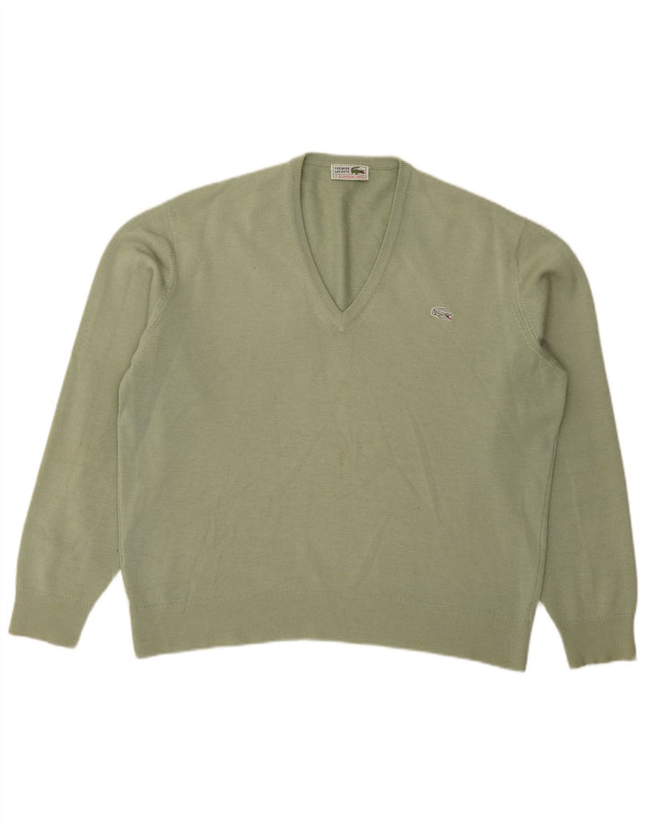 Suéter masculino Lacoste com decote em V tamanho 7 2XL verde