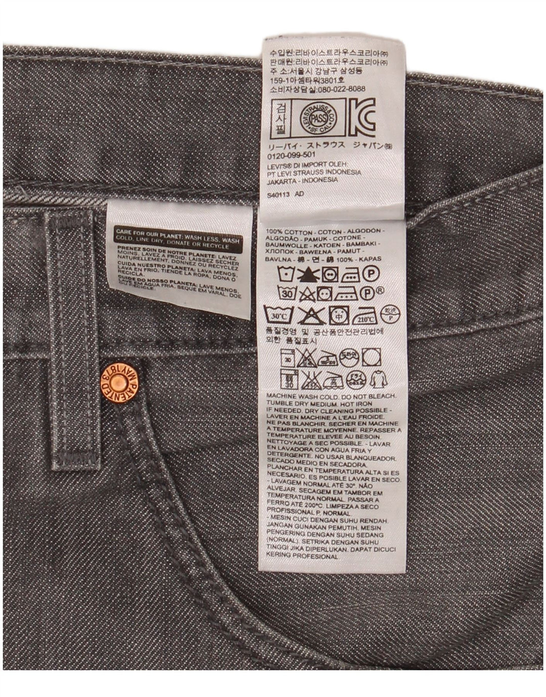Levi's Masculino 508 Tapered Jeans W34 L32 Cinza Algodão