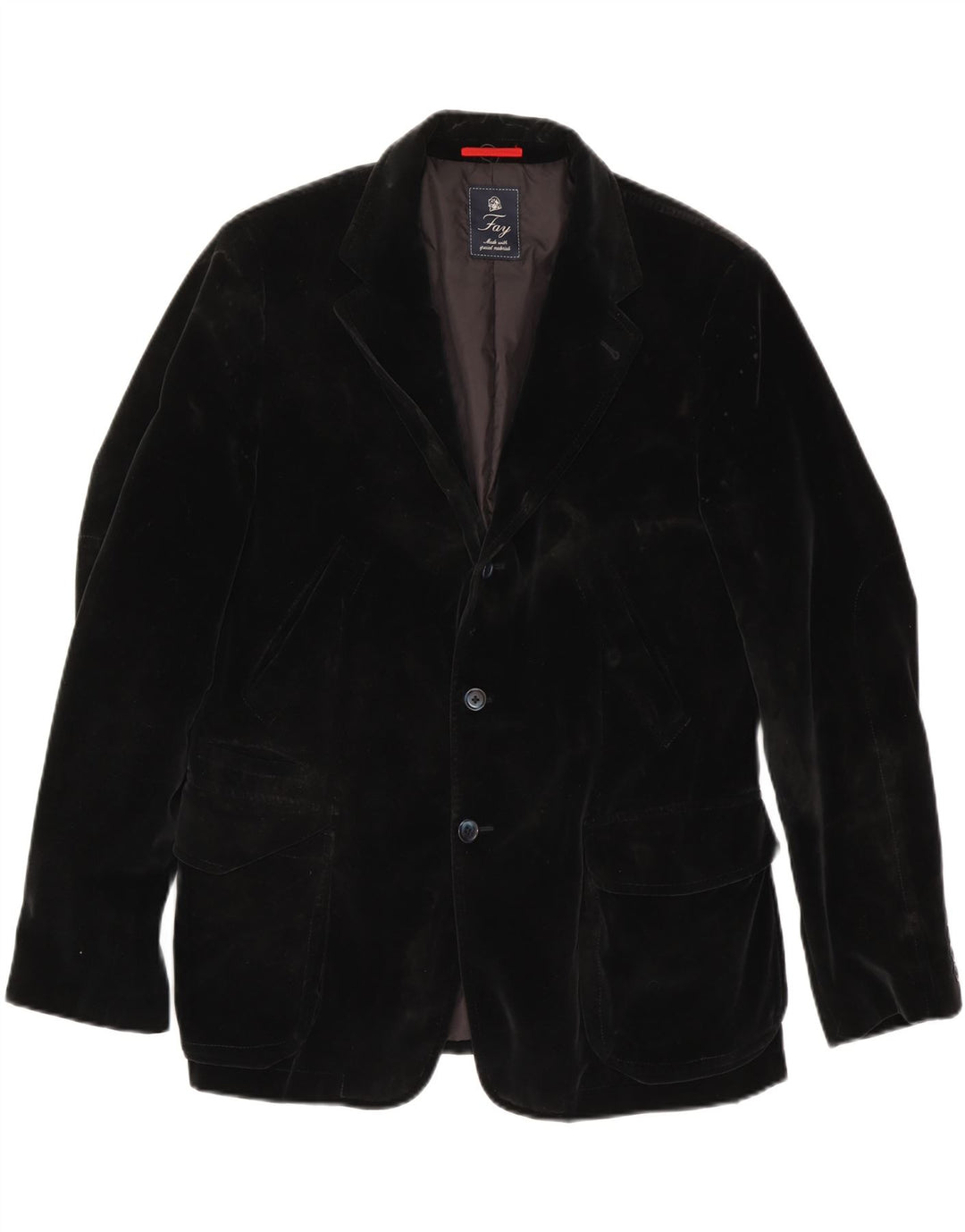 Jaqueta blazer masculina de 3 botões FAY IT 52 XL algodão preto