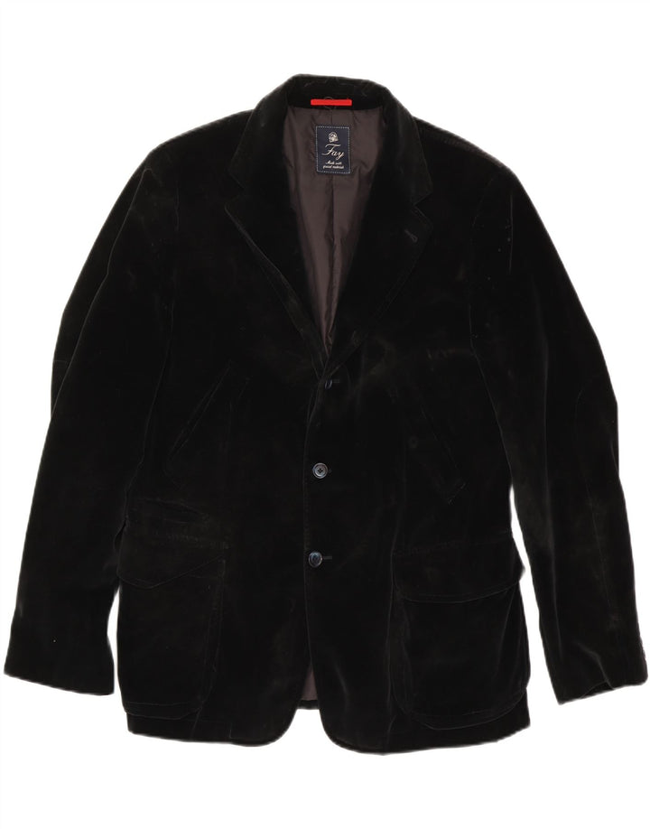 Jaqueta blazer masculina de 3 botões FAY IT 52 XL algodão preto