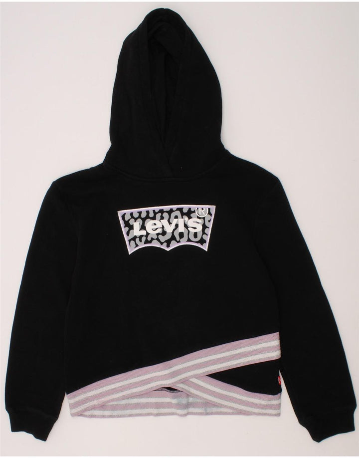 LEVI'S Girls Crop Graphic Hoodie Jumper 11-12 Years Black Cotton Vintage Levi's and Second-Hand Levi's from Messina Hembry 