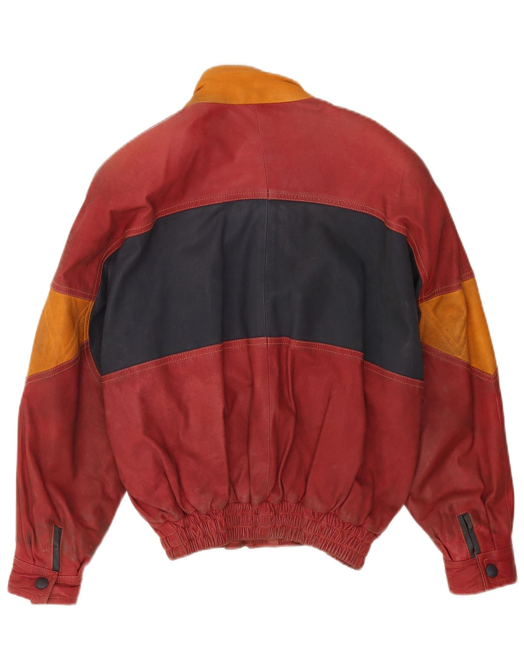 Jaqueta de couro masculina Toskana UK 38 couro colorblock vermelho médio