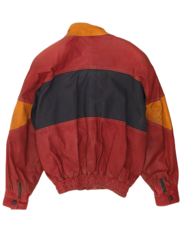 Jaqueta de couro masculina Toskana UK 38 couro colorblock vermelho médio
