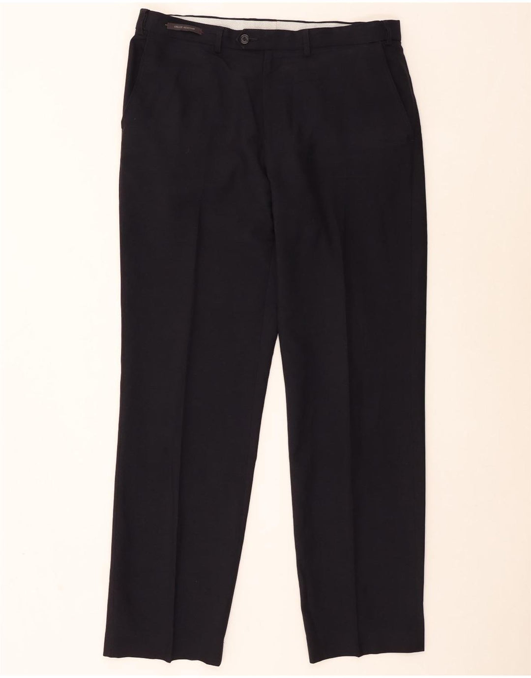 Calça masculina de terno regular Marks & Spencer W36 L33 azul marinho poliéster
