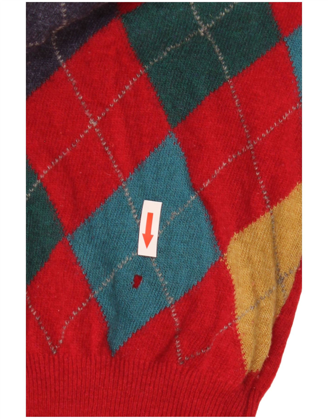 Suéter cardigã masculino sem mangas Burlington IT 50 grande vermelho Argyle/Diamante