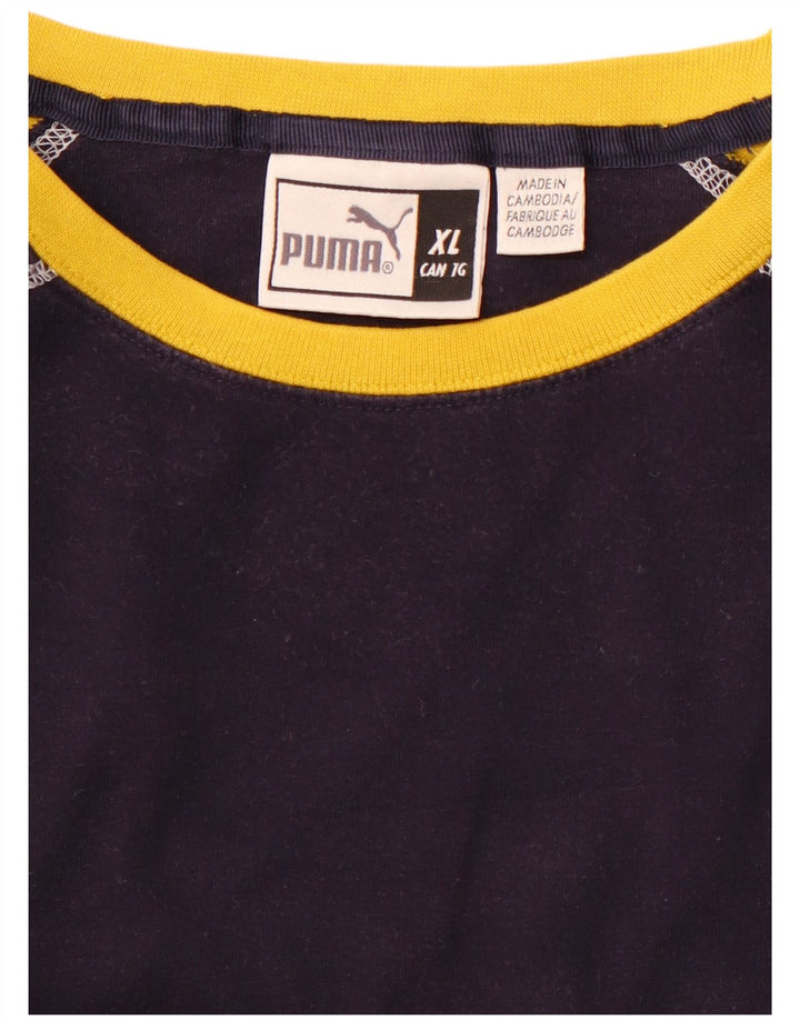 PUMA Masculino Top Manga Longa XL Azul Marinho Colourblock Esportes