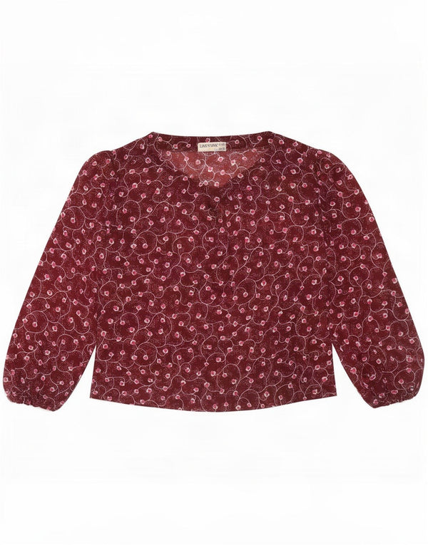 Blusa feminina de manga comprida Trevira Top EU 44 XL Borgonha Floral
