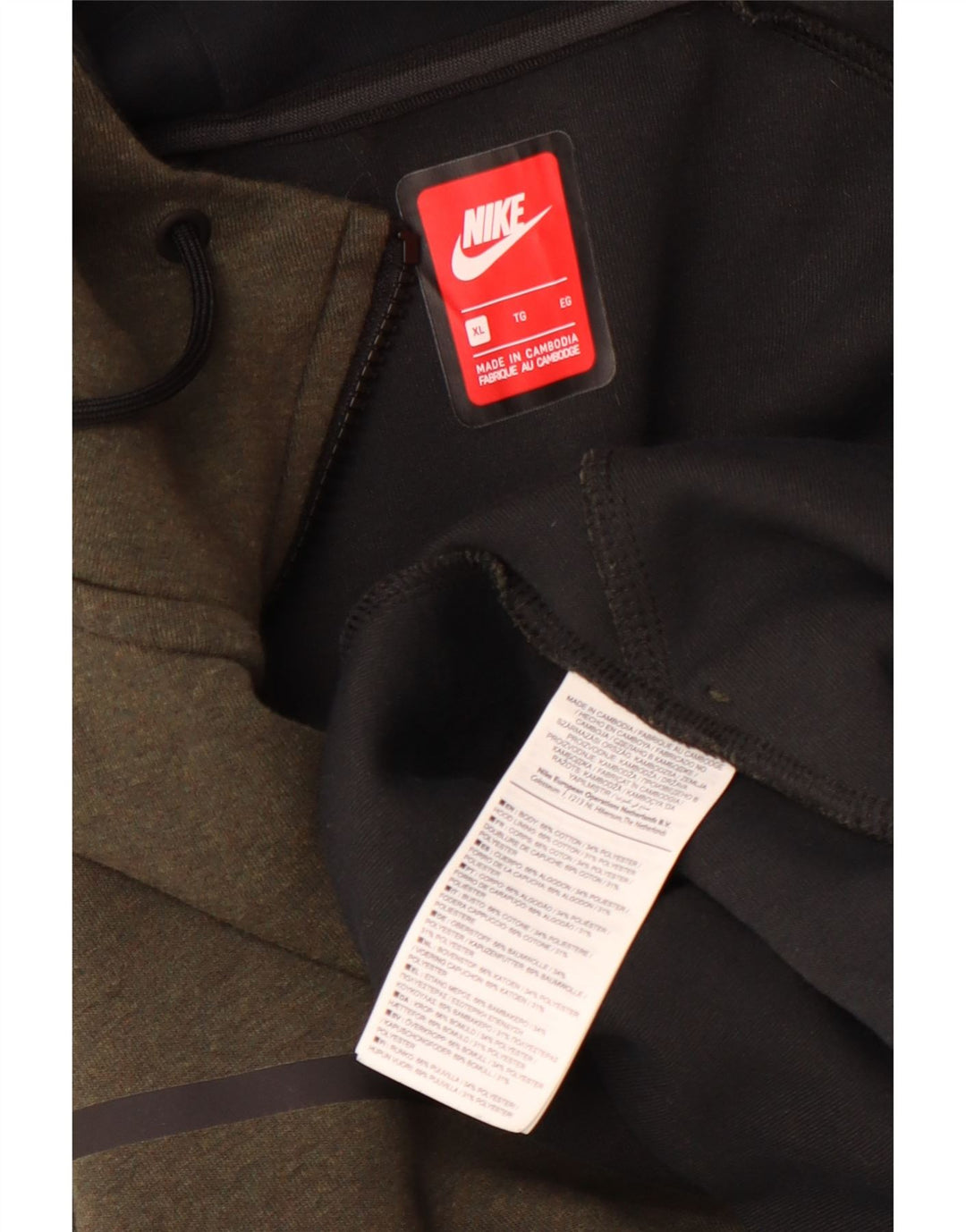 Suéter Nike masculino com capuz e zíper XL cáqui algodão