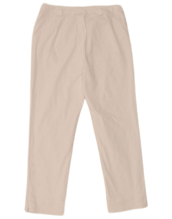 Calças cortadas femininas Max Mara UK 10 pequenas W28 L23 algodão branco