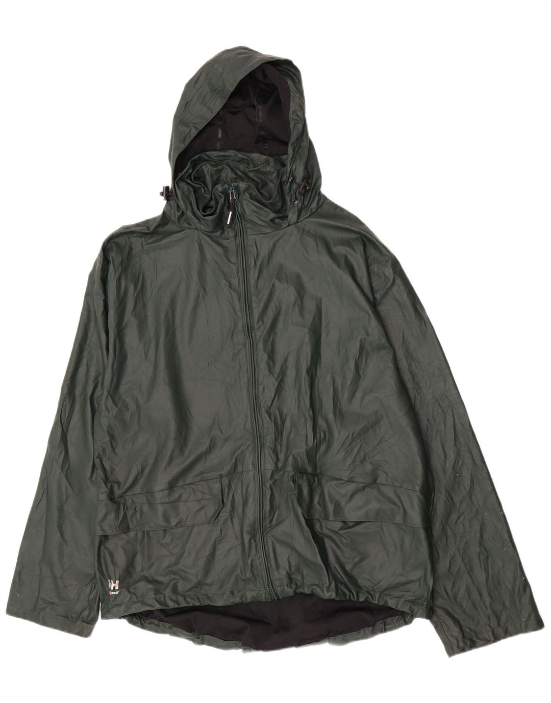 Jaqueta de chuva masculina Helly Hansen com capuz UK 42 XL poliuretano verde