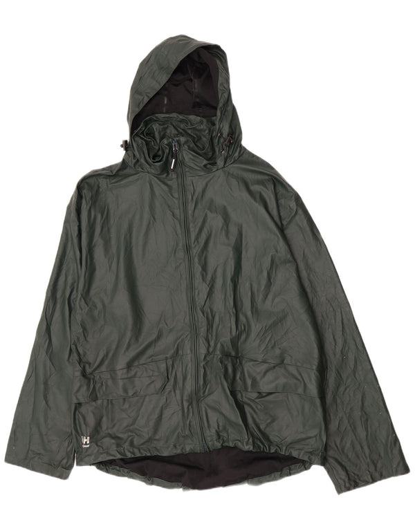 Jaqueta de chuva masculina Helly Hansen com capuz UK 42 XL poliuretano verde
