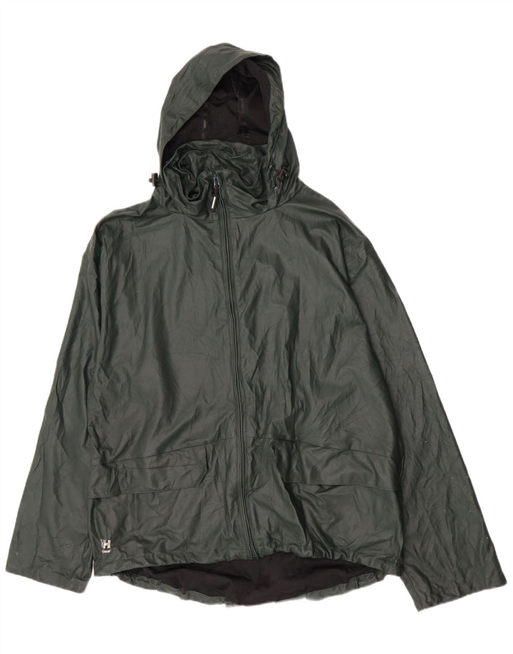 Jaqueta de chuva masculina Helly Hansen com capuz UK 42 XL poliuretano verde