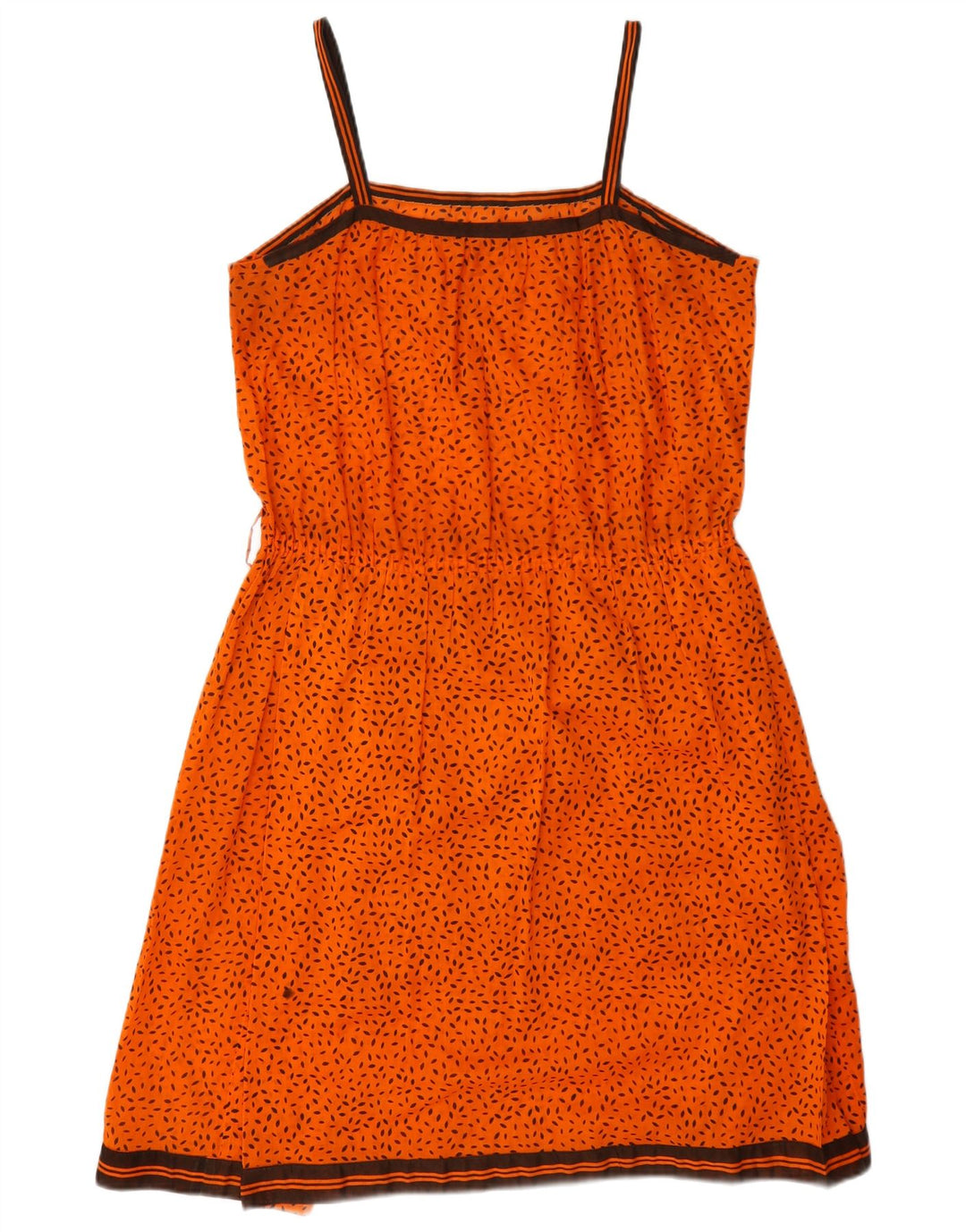 Vestido de verão feminino vintage Reino Unido 14 médio laranja manchado