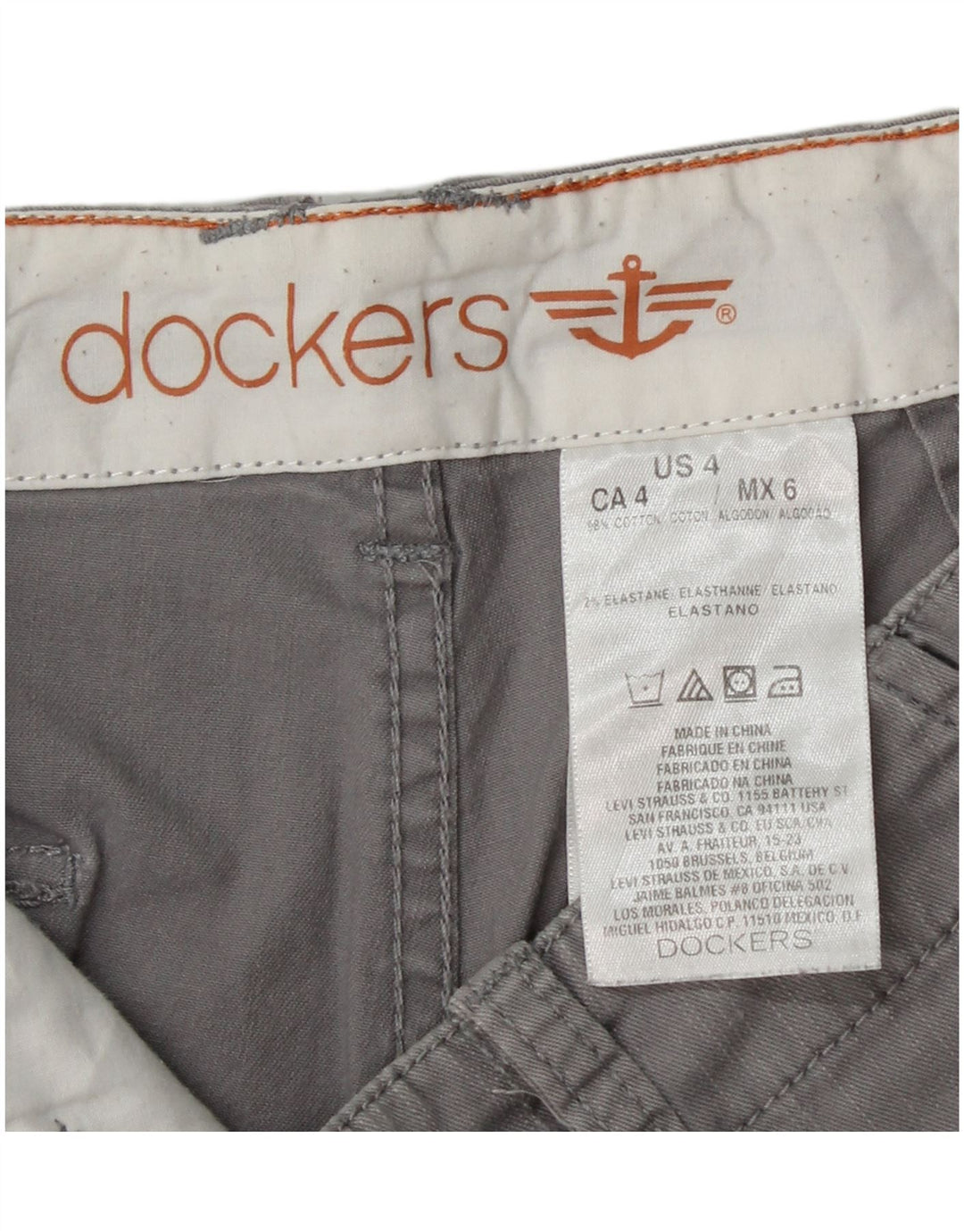 Shorts Chino feminino DOCKERS US 4 pequeno W28 algodão cinza