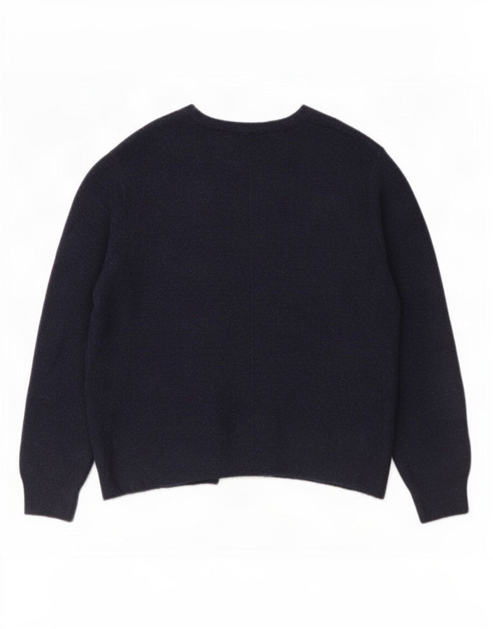 Suéter feminino de cardigã aberto grande Fat Face Reino Unido 12 azul marinho médio