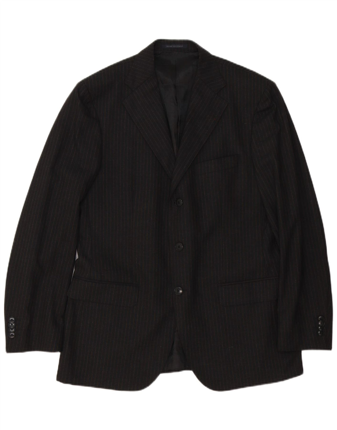 Jaqueta Blazer Masculina de 3 Botões Ing Loro Piona & Co. IT 50 Grande Listrada Preta