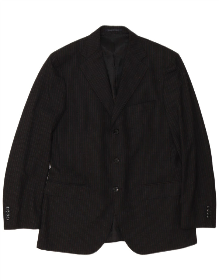 Jaqueta Blazer Masculina de 3 Botões Ing Loro Piona & Co. IT 50 Grande Listrada Preta