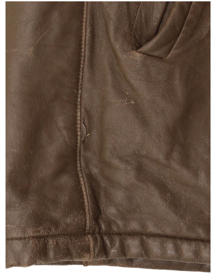 Jaqueta de couro masculina vintage IT 52 XL couro marrom