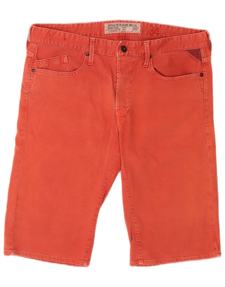 Shorts jeans masculino Replay Graphic Regular W34 grande algodão vermelho