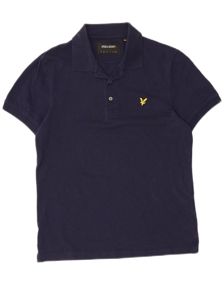 Camisa polo masculina Lyle & Scott pequena azul marinho algodão