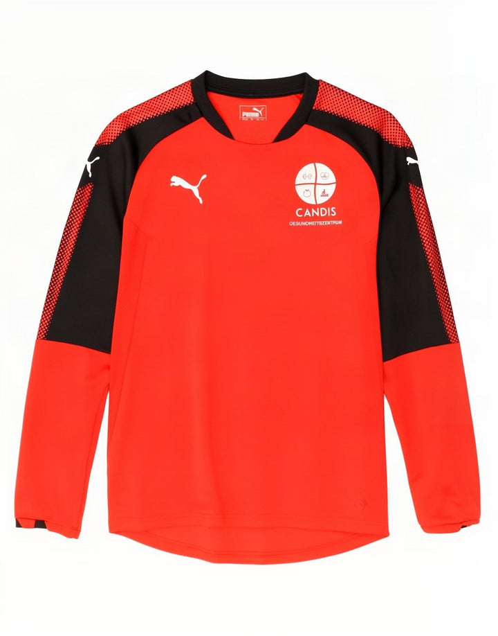 Puma Mens Graphic Top Manga Longa Pequeno Colorblock Vermelho Poliéster