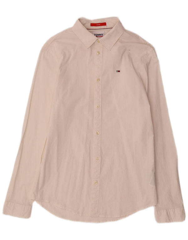 Camisa masculina Tommy Hilfiger Slim Fit médio algodão branco