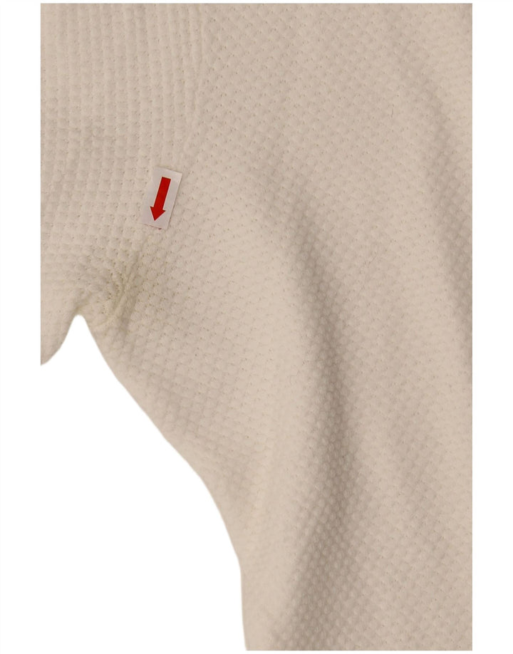 ZERO Womens Top Manga Longa UK 12 Médio Branco