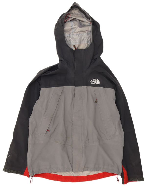 Jaqueta de chuva masculina com capuz The North Face UK 40 grande bloco colorido cinza