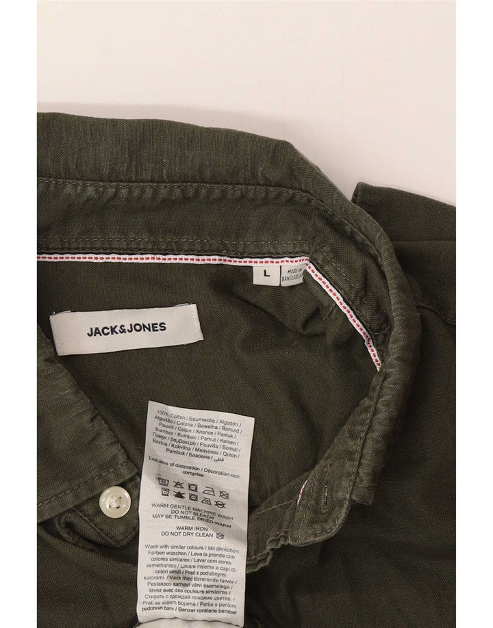 Camisa masculina Jack & Jones grande algodão verde