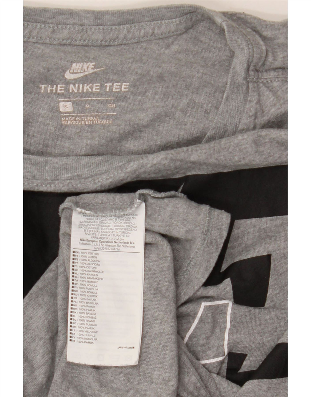 Camiseta feminina Nike Oversized Graphic UK 10 pequena cinza manchada de algodão