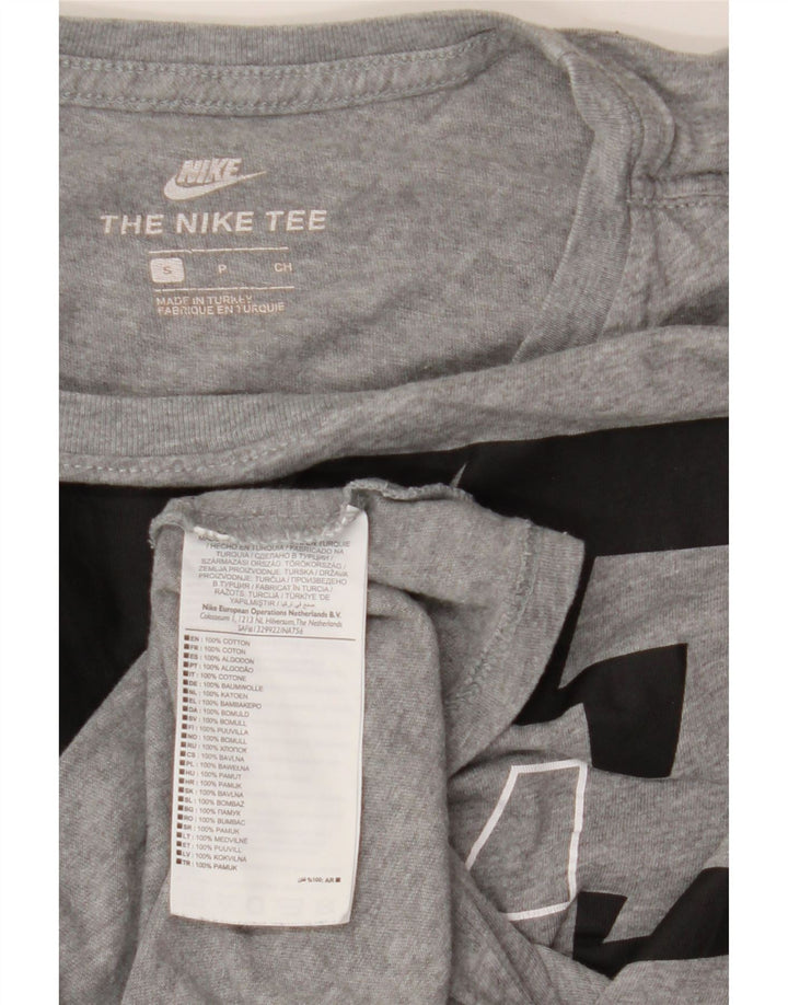 Camiseta feminina Nike Oversized Graphic UK 10 pequena cinza manchada de algodão