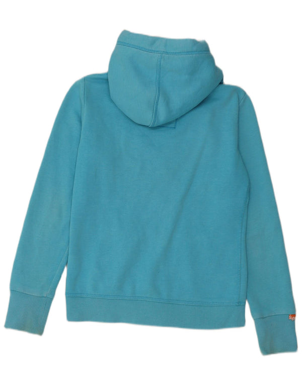 Suéter feminino Superdry com capuz e zíper Reino Unido 10 algodão azul pequeno