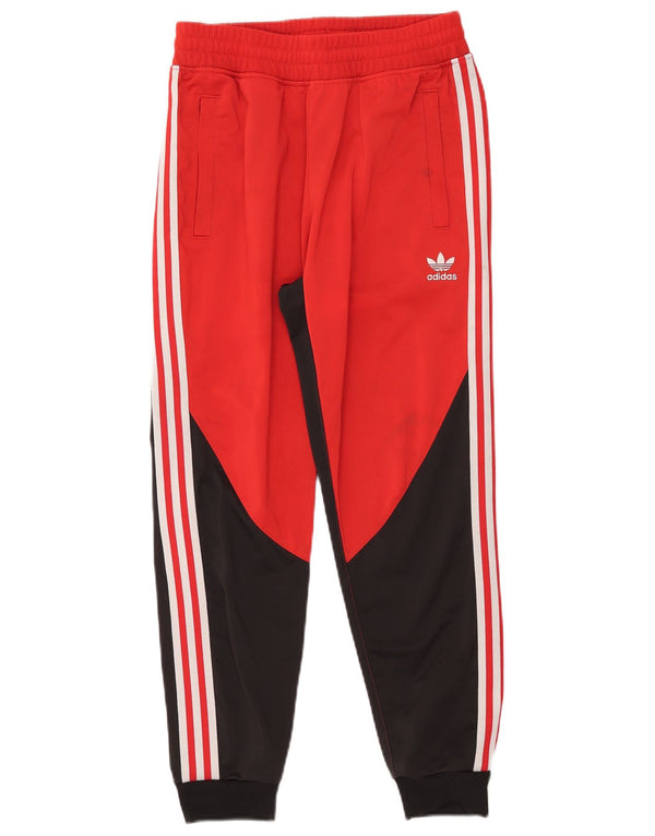 Adidas Mens Treino Calças Pequeno Poliéster Colorblock Vermelho