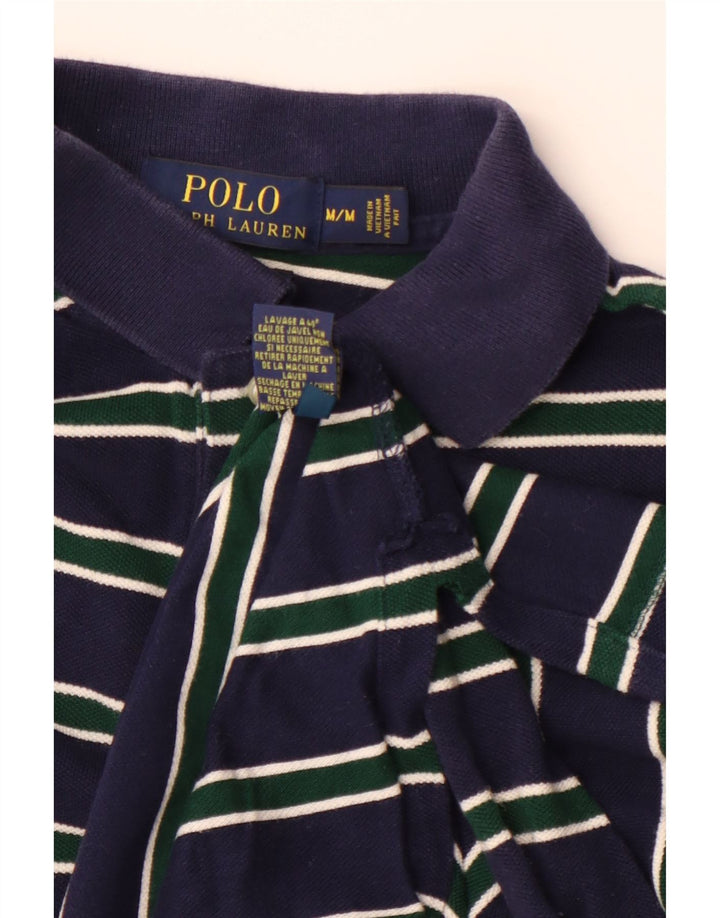 Camisa polo masculina POLO RALPH LAUREN de algodão listrado azul marinho médio
