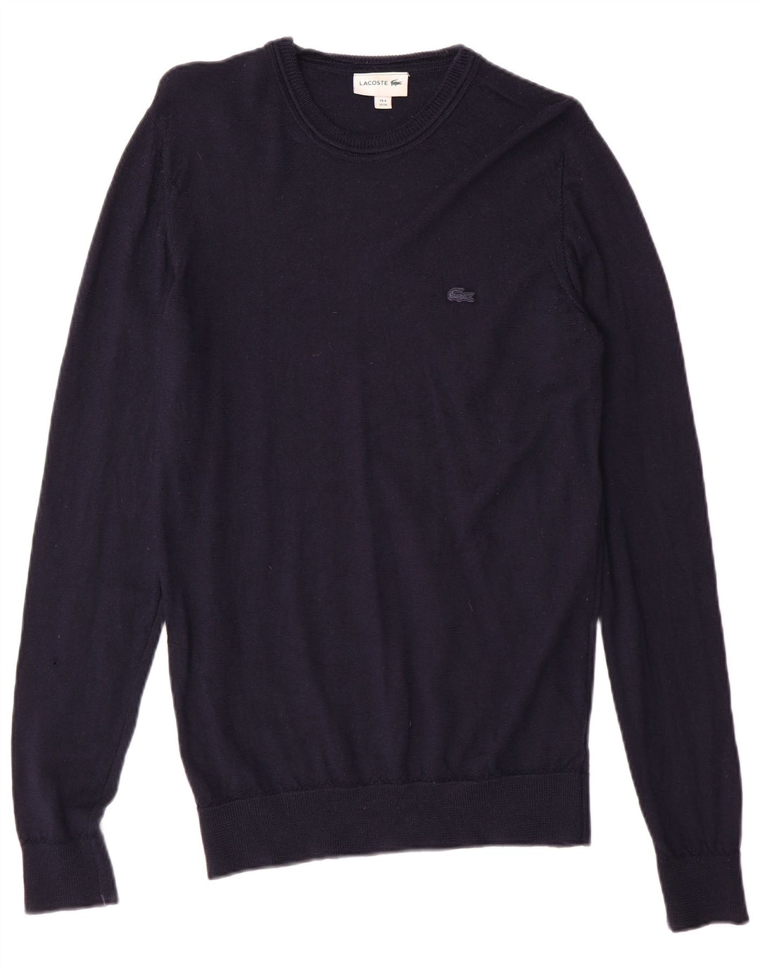 Suéter masculino Lacoste com gola redonda tamanho 4 médio azul marinho lã virgem