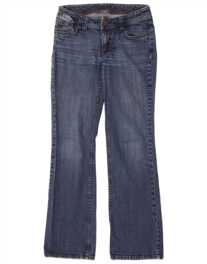 Calça jeans feminina Esprit Bootcut UK 10 pequena W28 L30 azul algodão