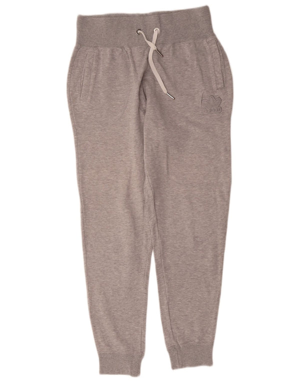 Calças de treino femininas Adidas Joggers UK 12 algodão cinza médio