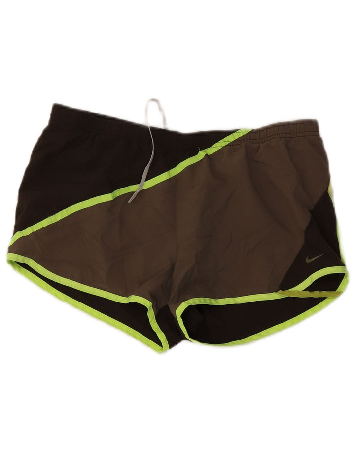 Shorts esportivos masculinos Nike Dri Fit médio marrom colorblock poliéster