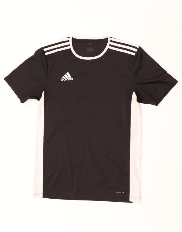 Adidas Mens Climalite Camiseta Top Pequeno Preto Colorblock Poliéster