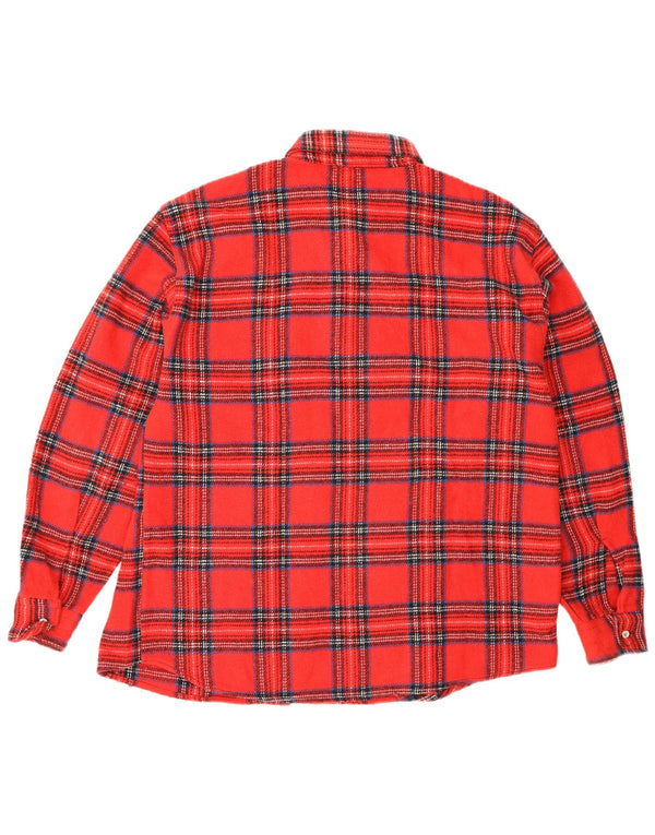 Camisa masculina vintage de flanela grande xadrez vermelho
