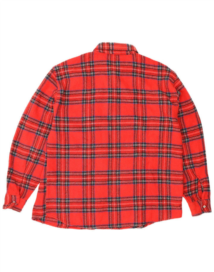 Camisa masculina vintage de flanela grande xadrez vermelho